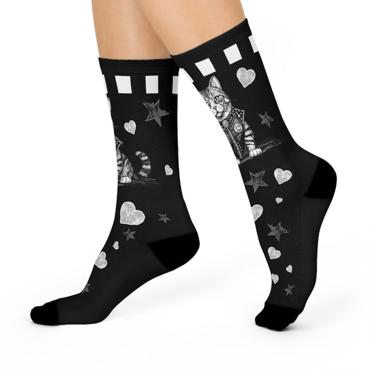 Punk Rock Metal Cat Crew Socks