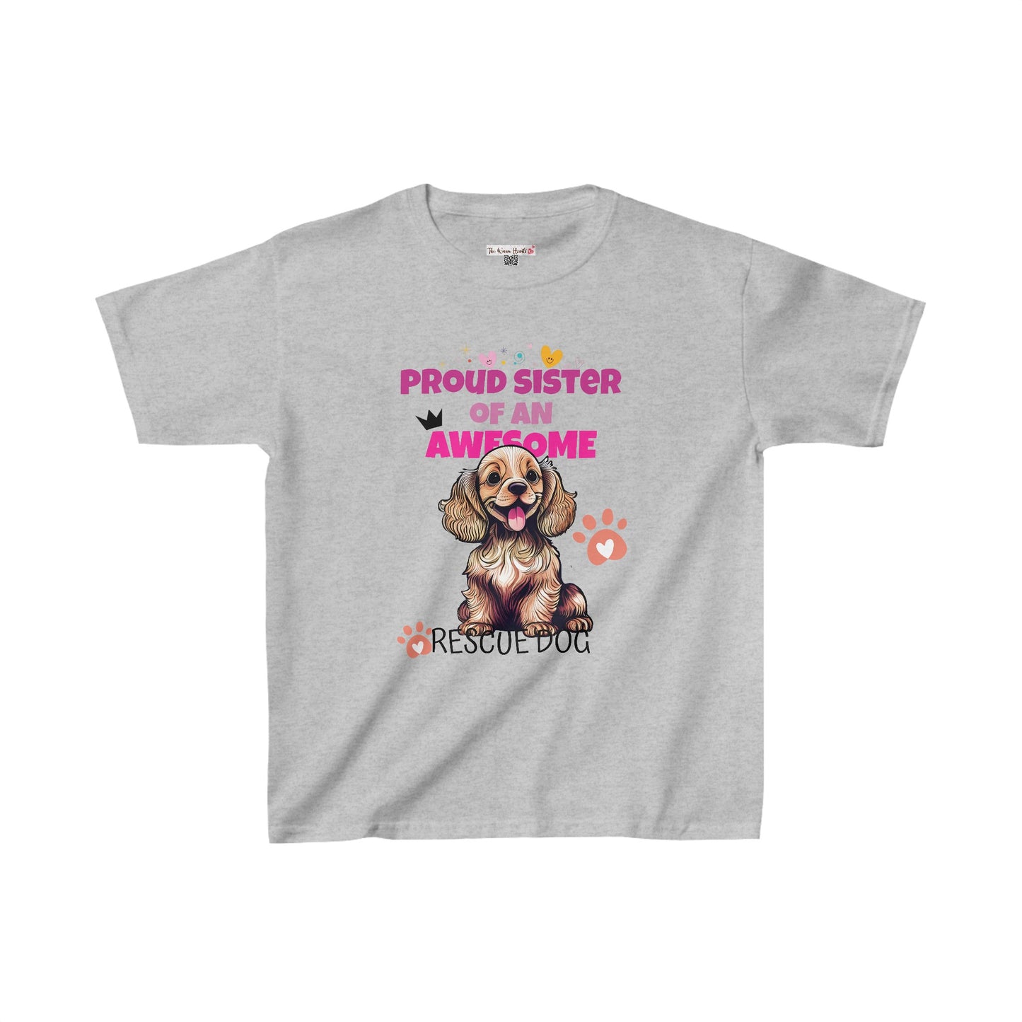 Proud Sister of An Awesome Cocker Spaniel Rescue Dog - Kids Heavy Cotton™ Tee