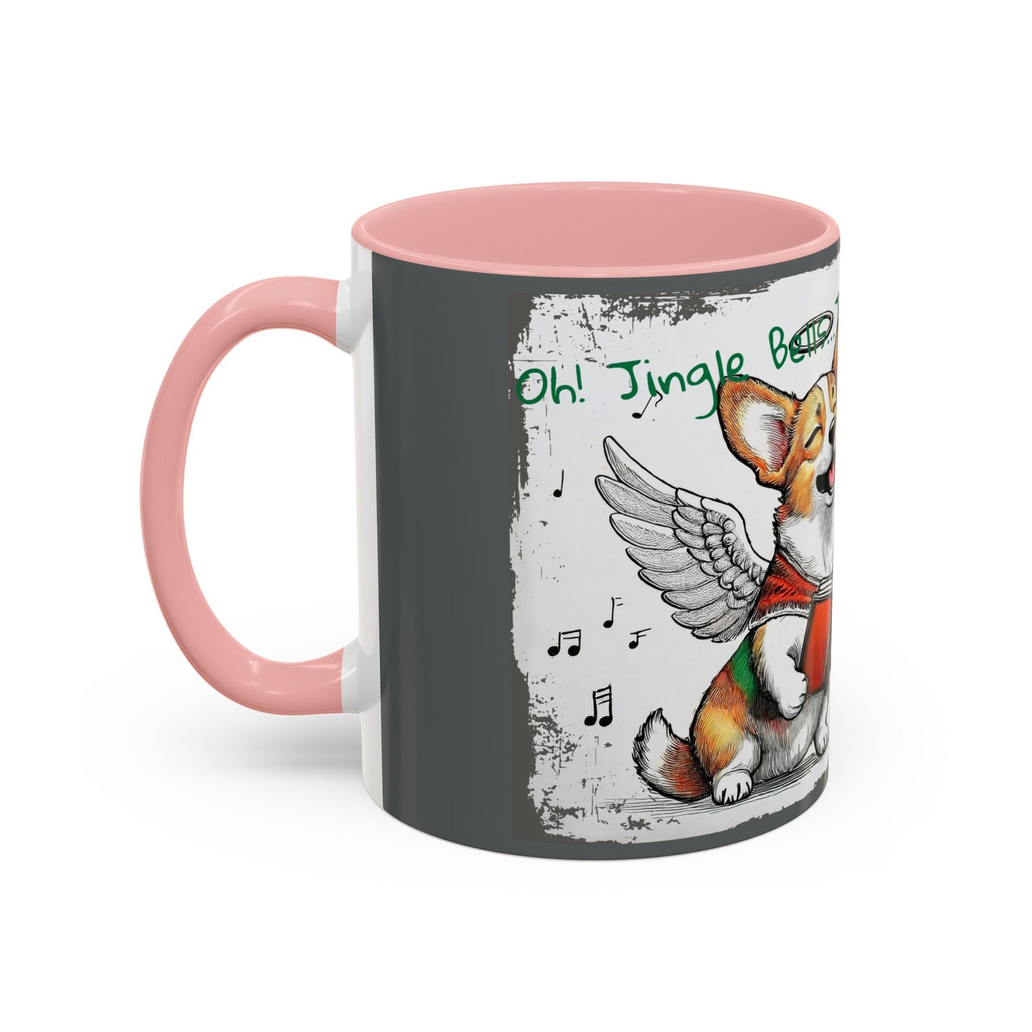 Oh! Jingle Bells...Jingle Bells....Corgi Dog Singing Christmas Songs Accent Coffee Mug