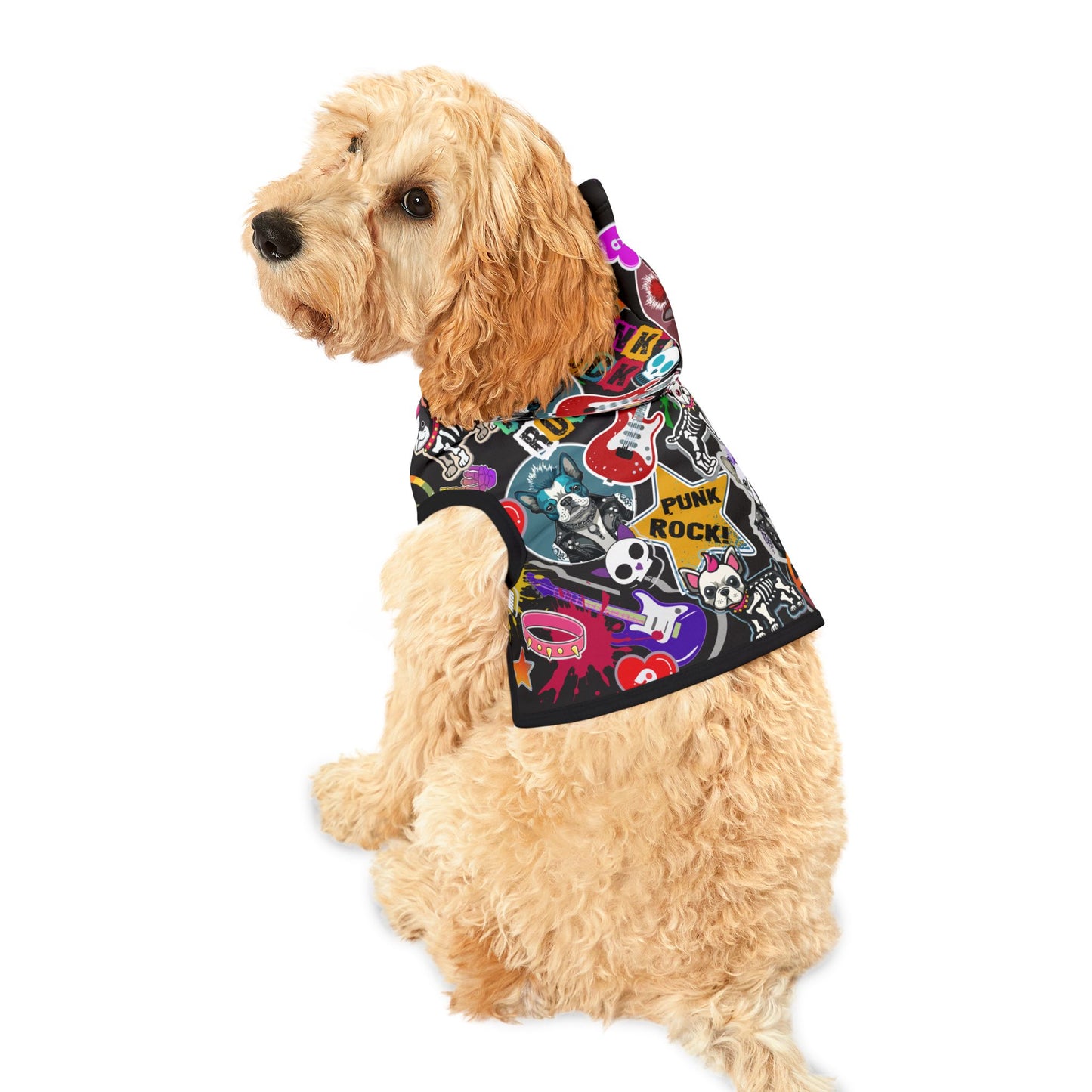 Punk Rock Metal Stickers Pet Hoodie