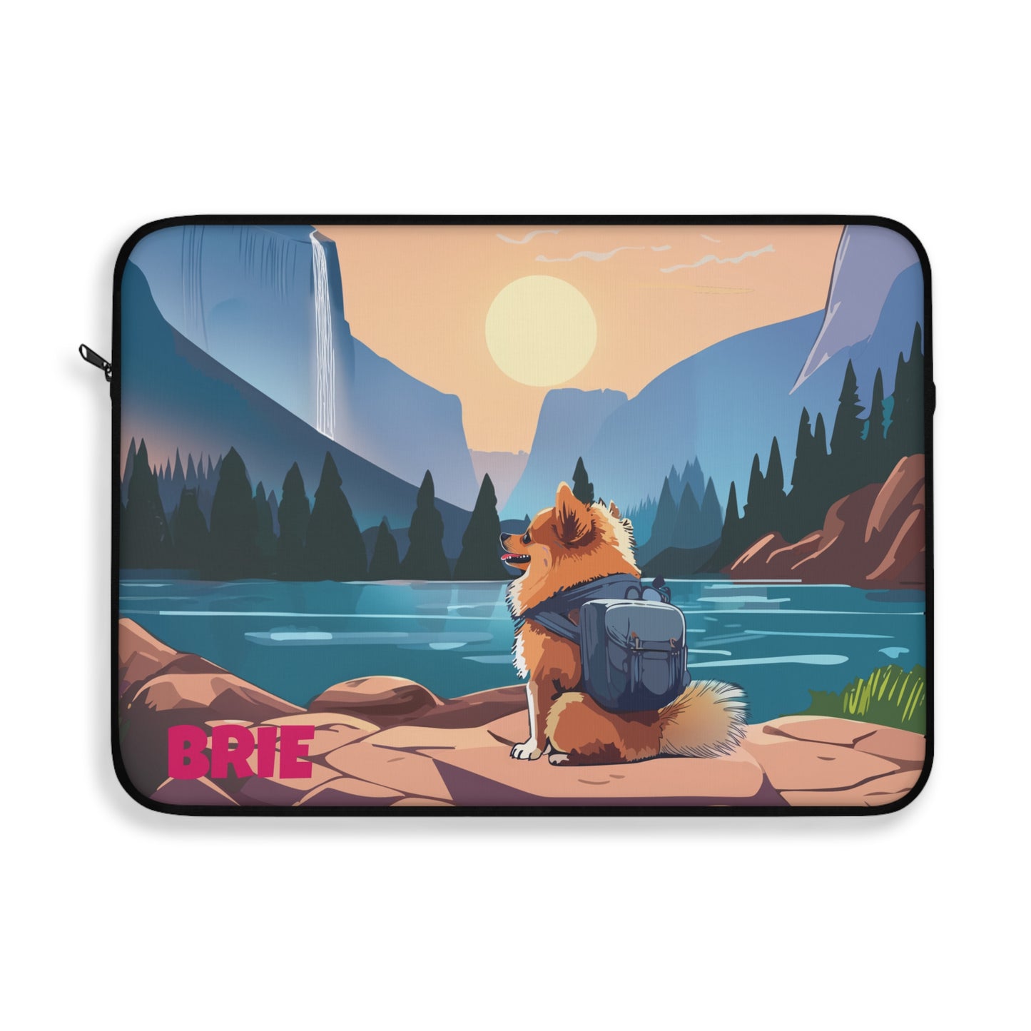 DogXplorer - Pomeranian Yosemite Adventure Personalized Custom Laptop Sleeve