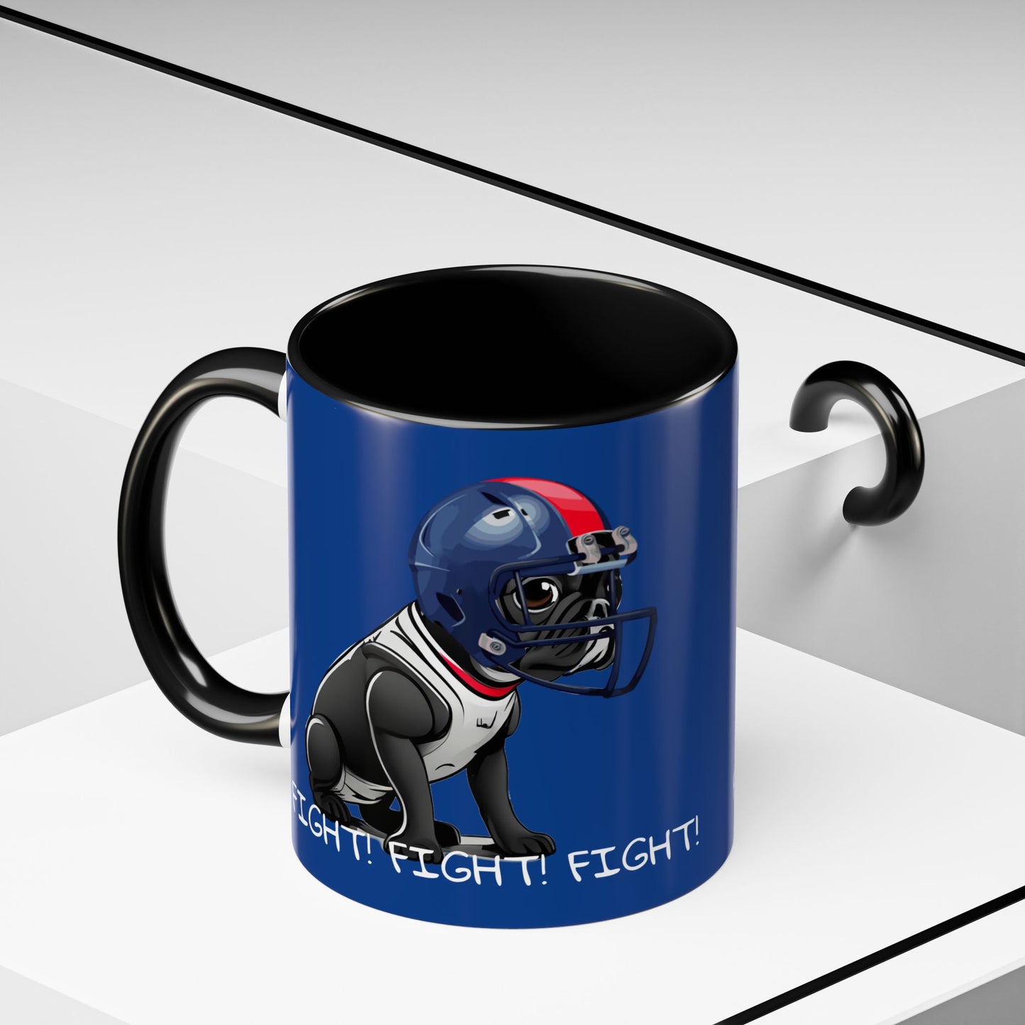 French Bulldog  in Football Helmet - Fight! Fight! Fight! Accent Coffee Mug