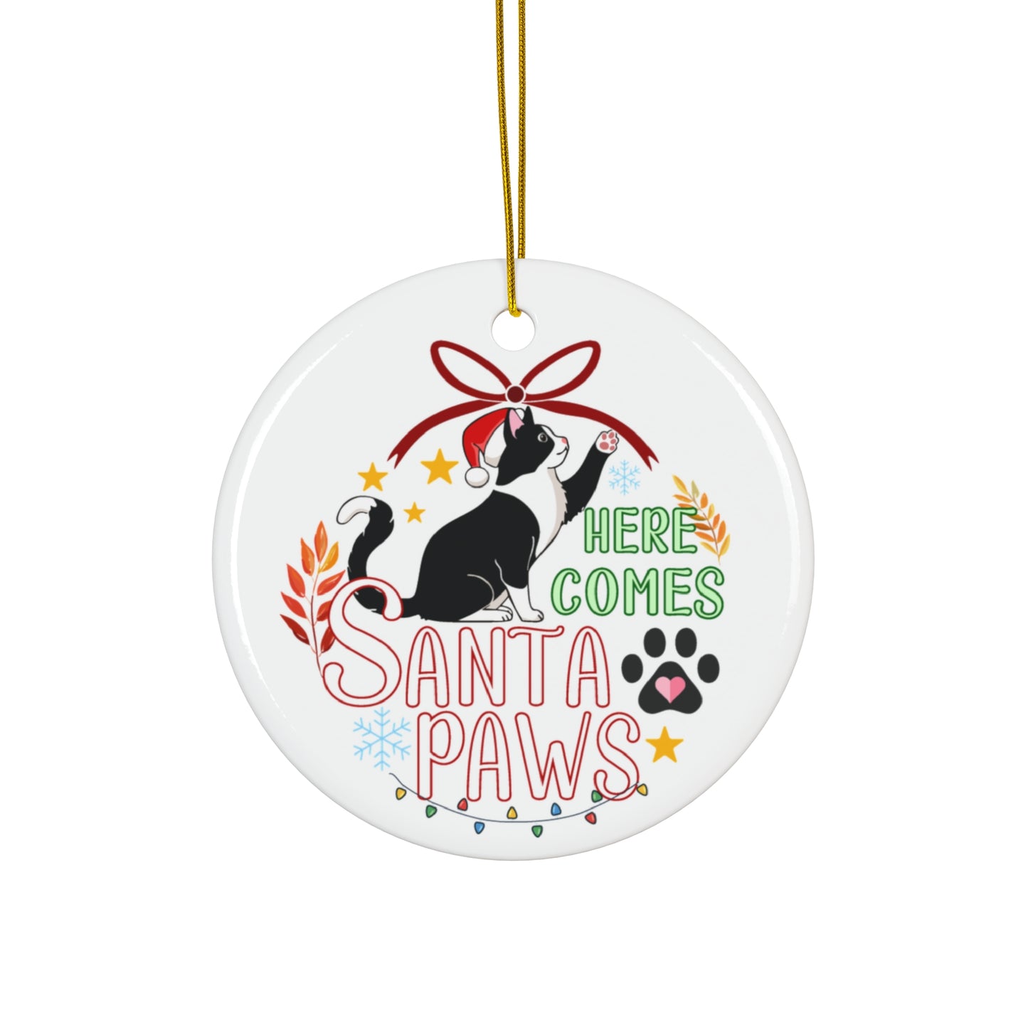 Ceramic Ornament - Here Comes Santa Paws Ornaments