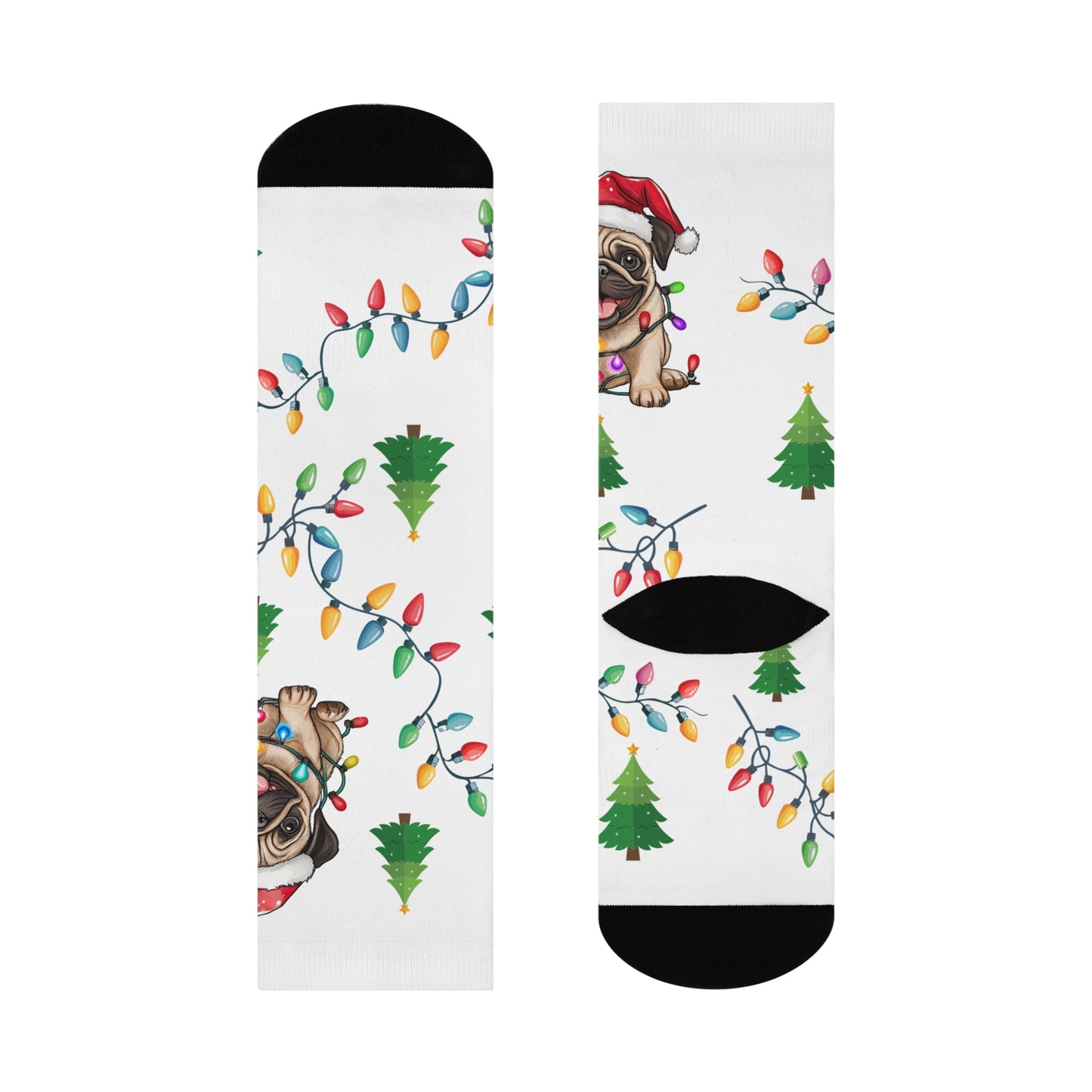 Santa Pug Dog Loves Christmas Crew Socks