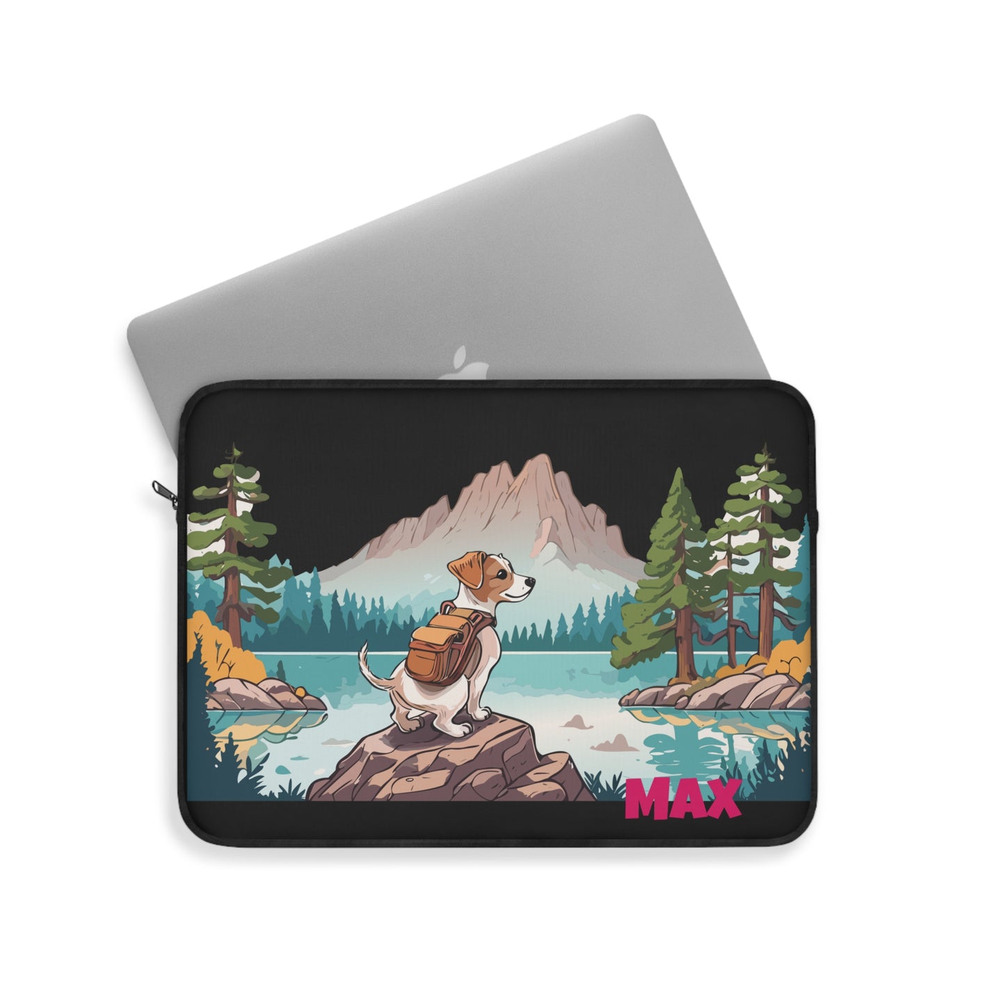 DogXplorer - Jack Russell Terrier Lake Tahoe Adventure Personalized Custom Laptop Sleeve