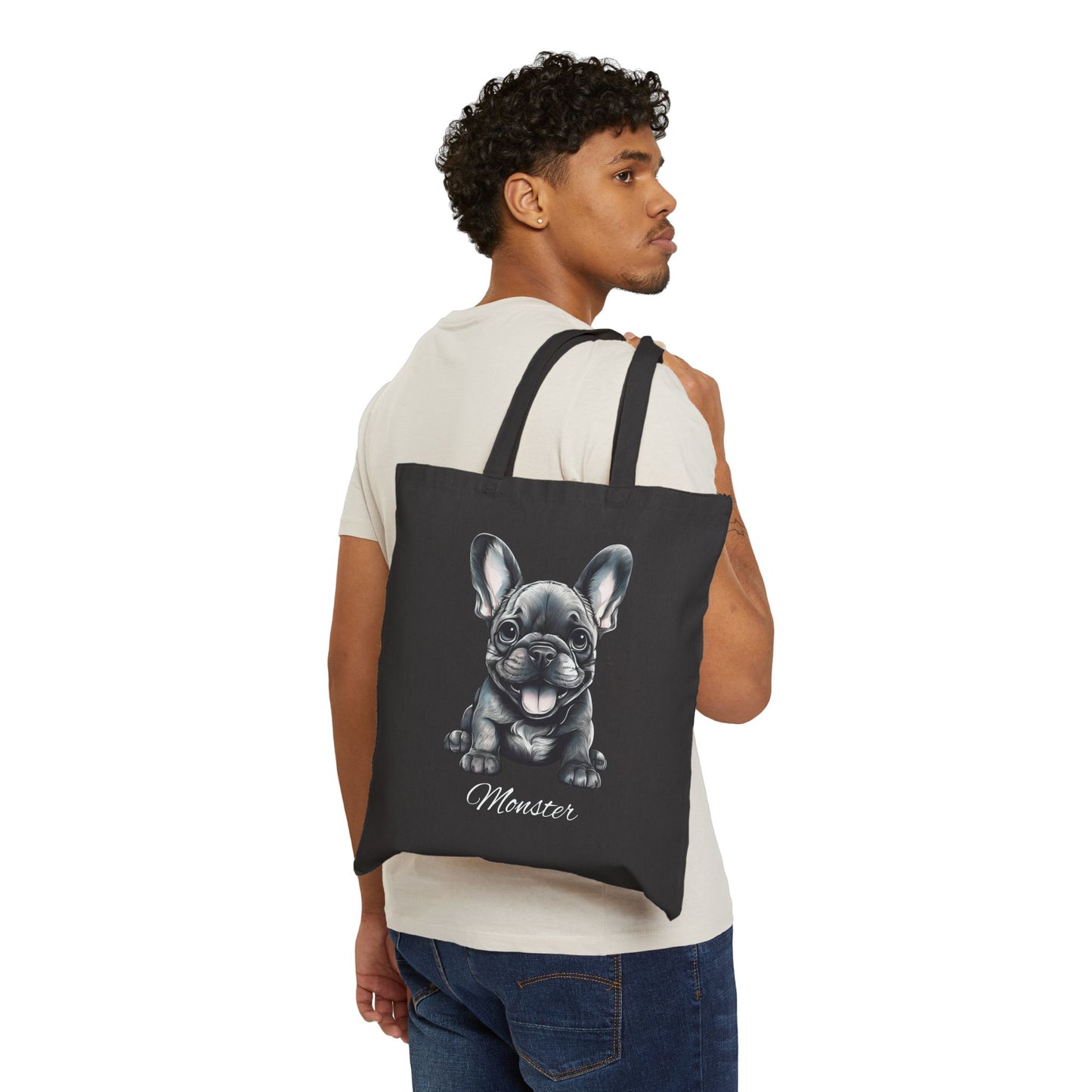 French Bulldog Personalized Custom Cotton Canvas Tote Bag