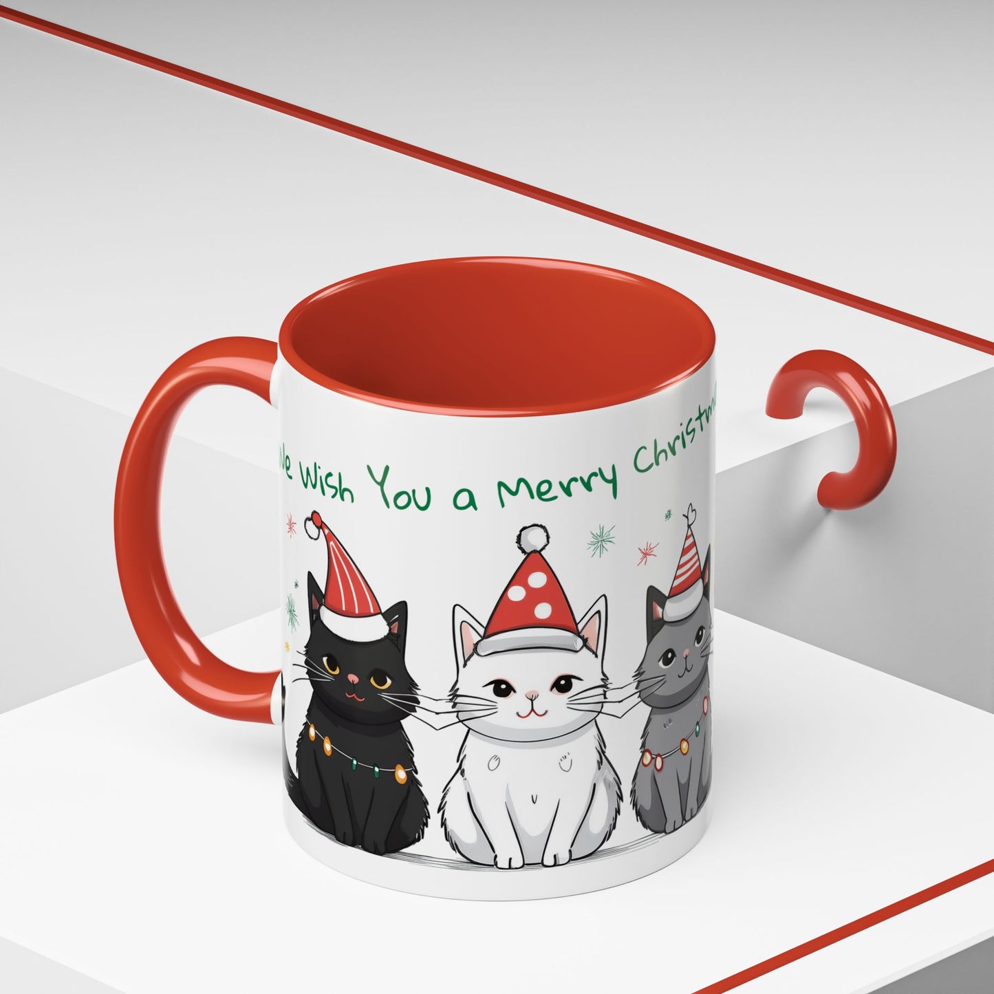 We Wish You A Merry Christmas...Lovely Ktten Cats Singing Christmas Songs Accent Coffee Mug