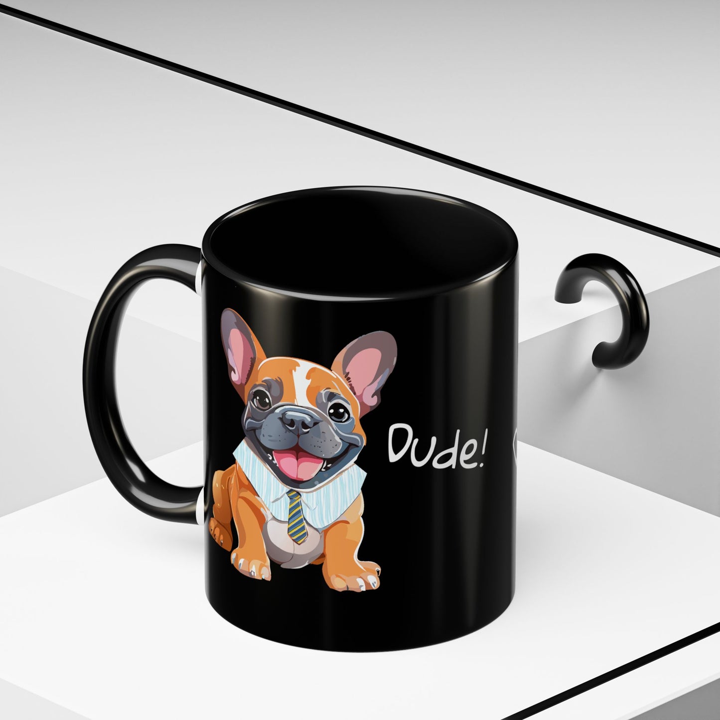 French Bulldog in Shirt & Tie - Dude! Dude!! Accent Coffee Mug