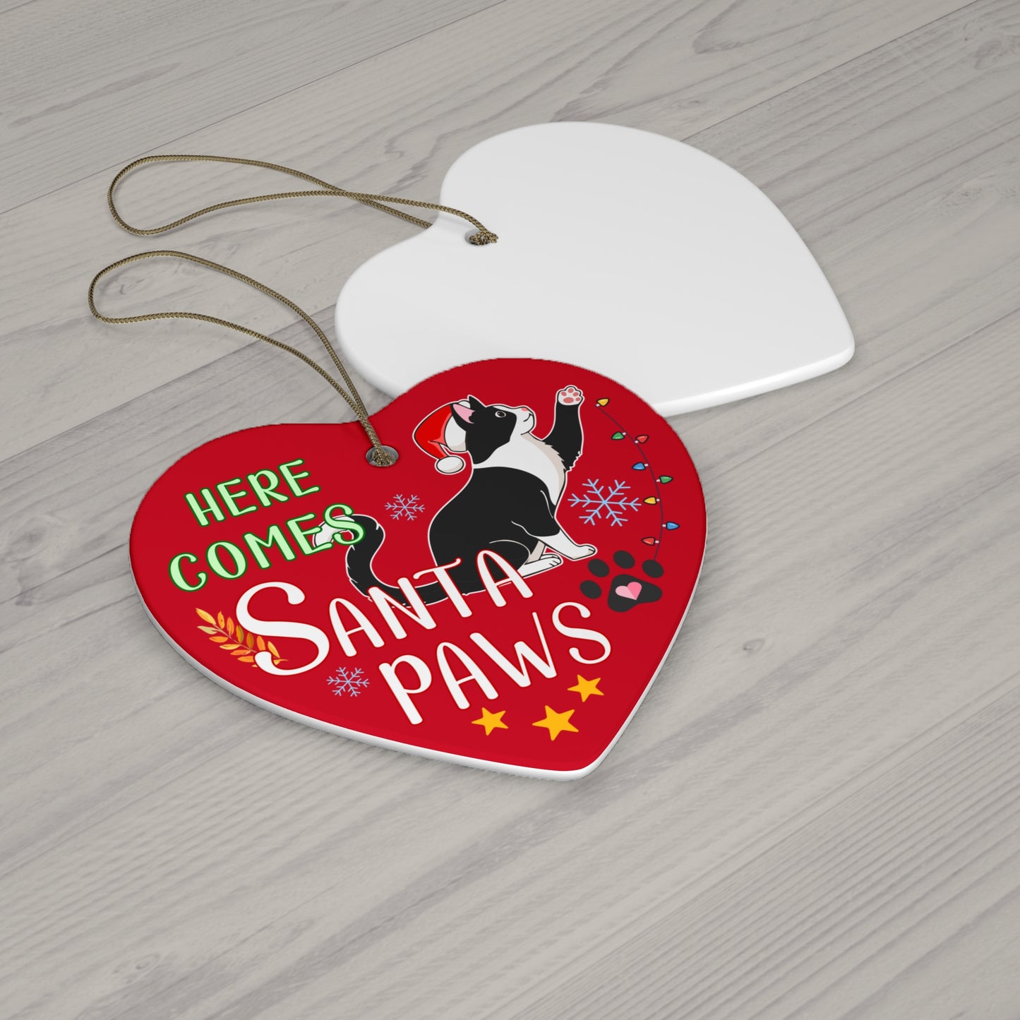 Ceramic Ornament - Here Comes Santa Paws Ornaments