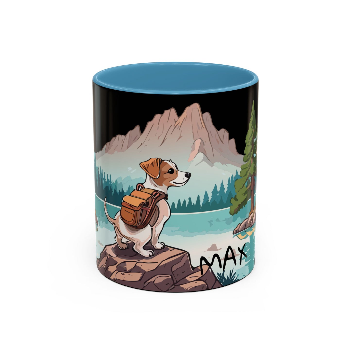 DogXplorer - Jack Russell Terrier Lake Tahoe Adventure Personalized Custom Accent Coffee Mug