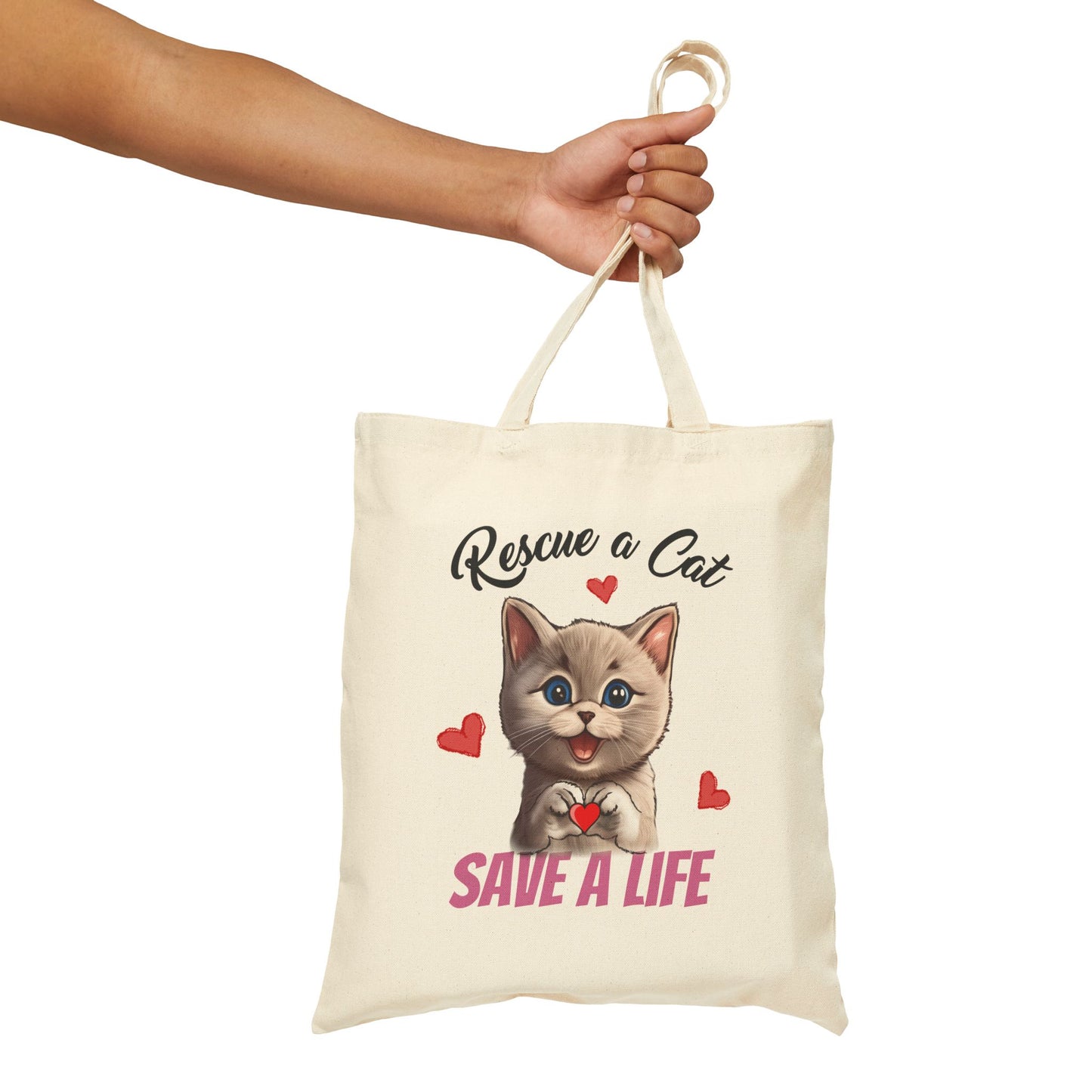 Rescue a Cat, SAVE A LIFE - Cotton Canvas Tote Bag