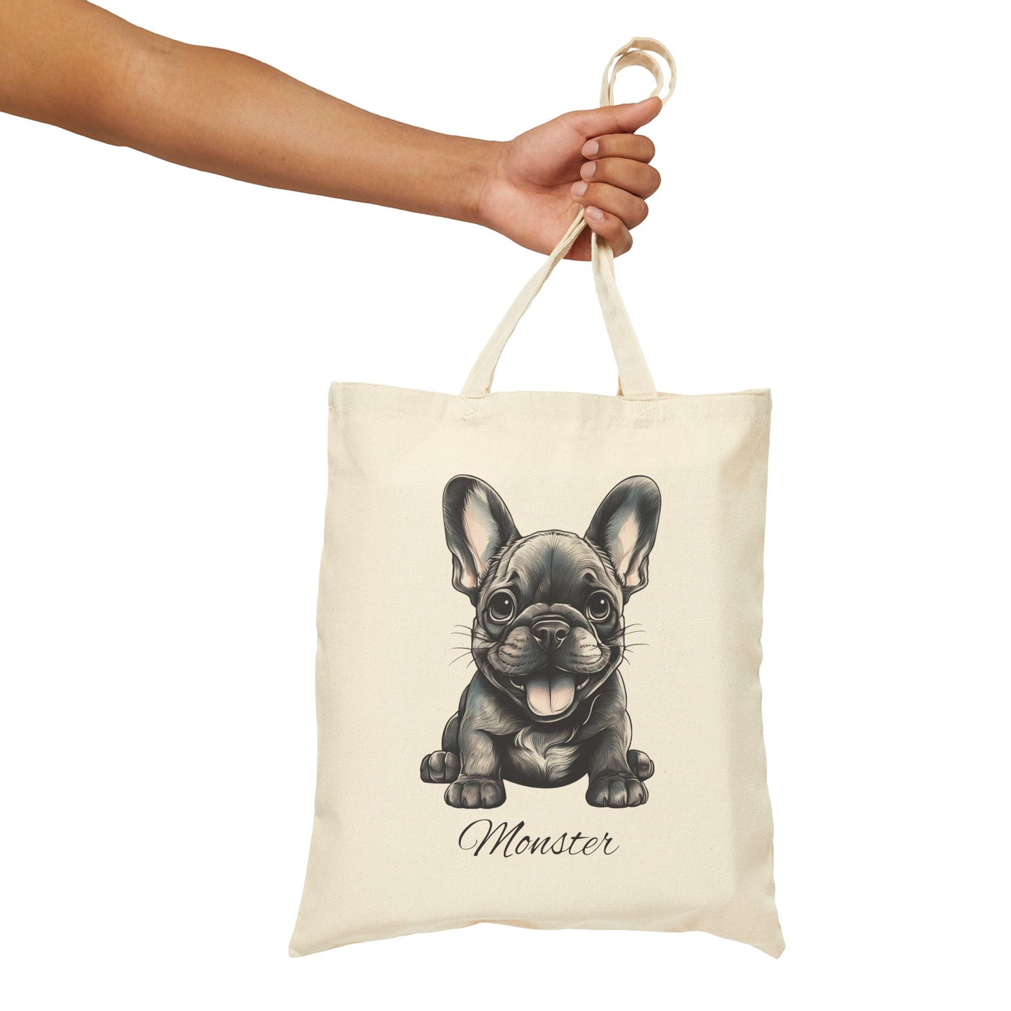 French Bulldog Personalized Custom Cotton Canvas Tote Bag