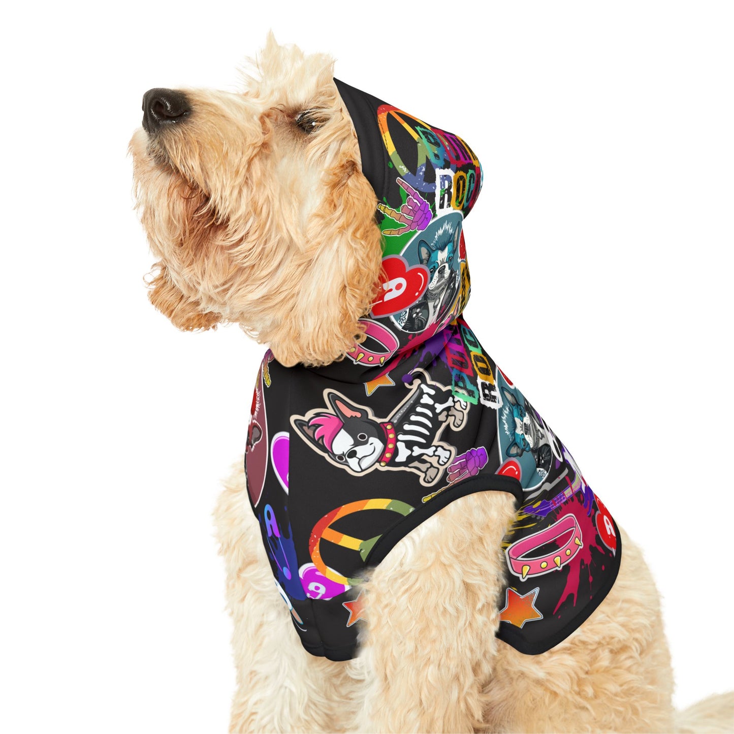 Punk Rock Metal Stickers Pet Hoodie