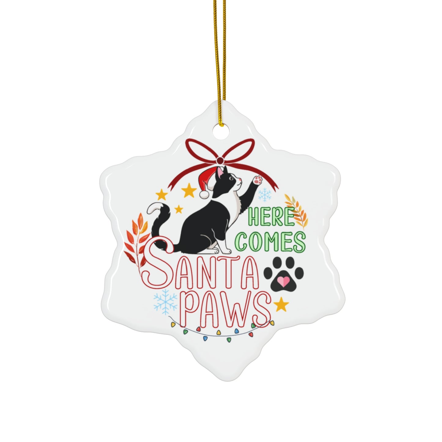 Ceramic Ornament - Here Comes Santa Paws Ornaments