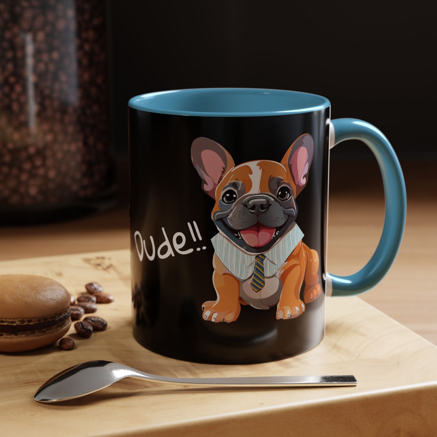 French Bulldog in Shirt & Tie - Dude! Dude!! Accent Coffee Mug