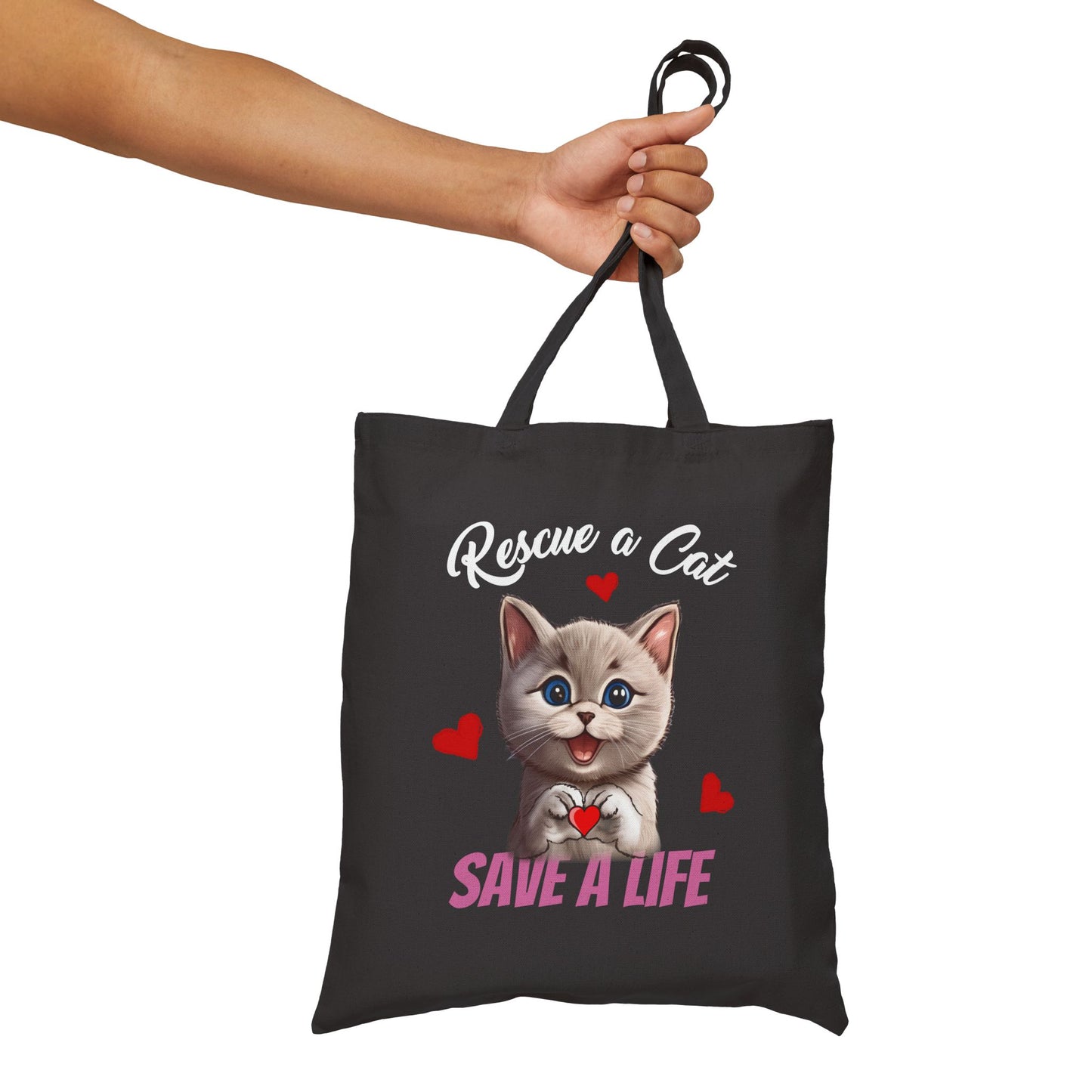 Rescue a Cat, SAVE A LIFE - Cotton Canvas Tote Bag