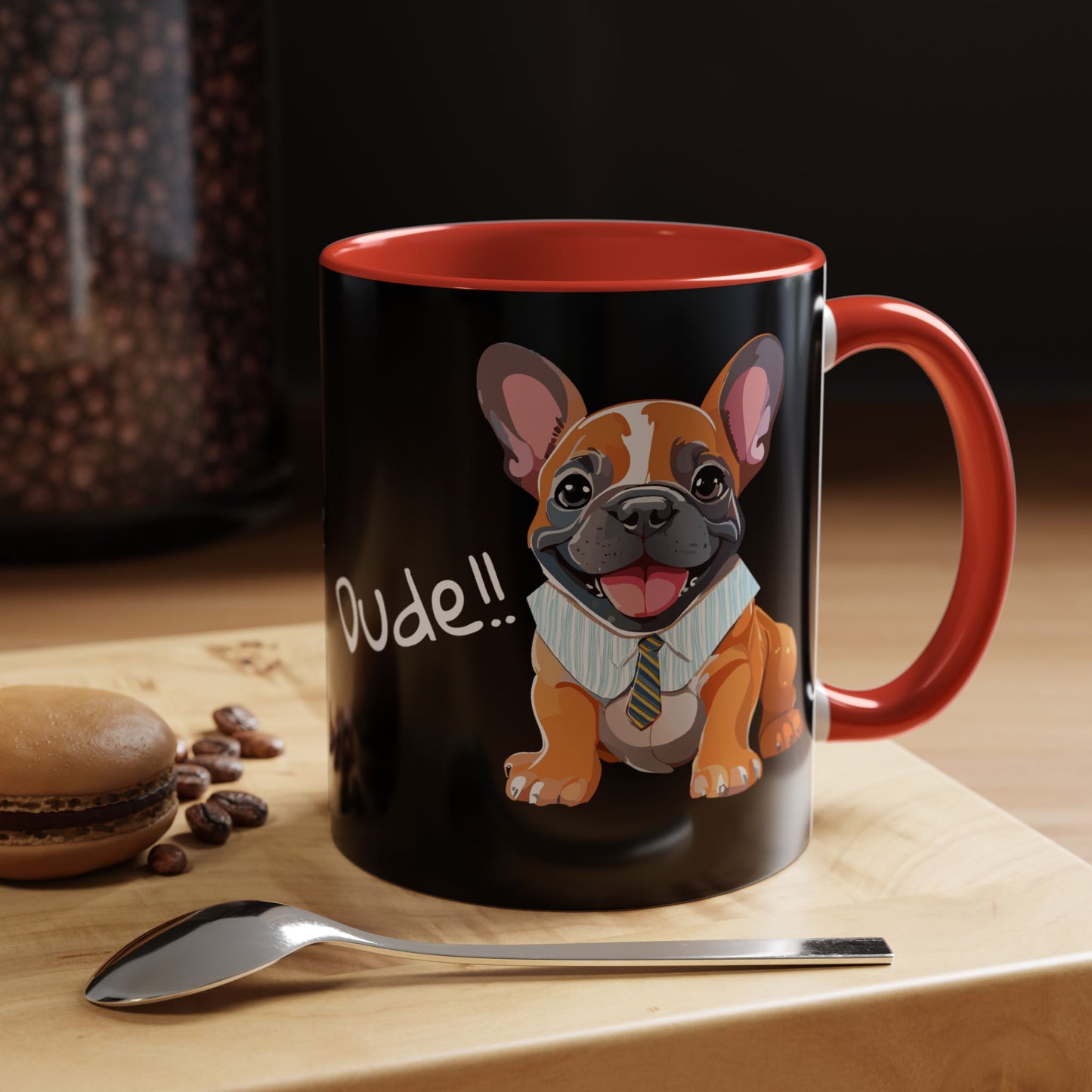 French Bulldog in Shirt & Tie - Dude! Dude!! Accent Coffee Mug