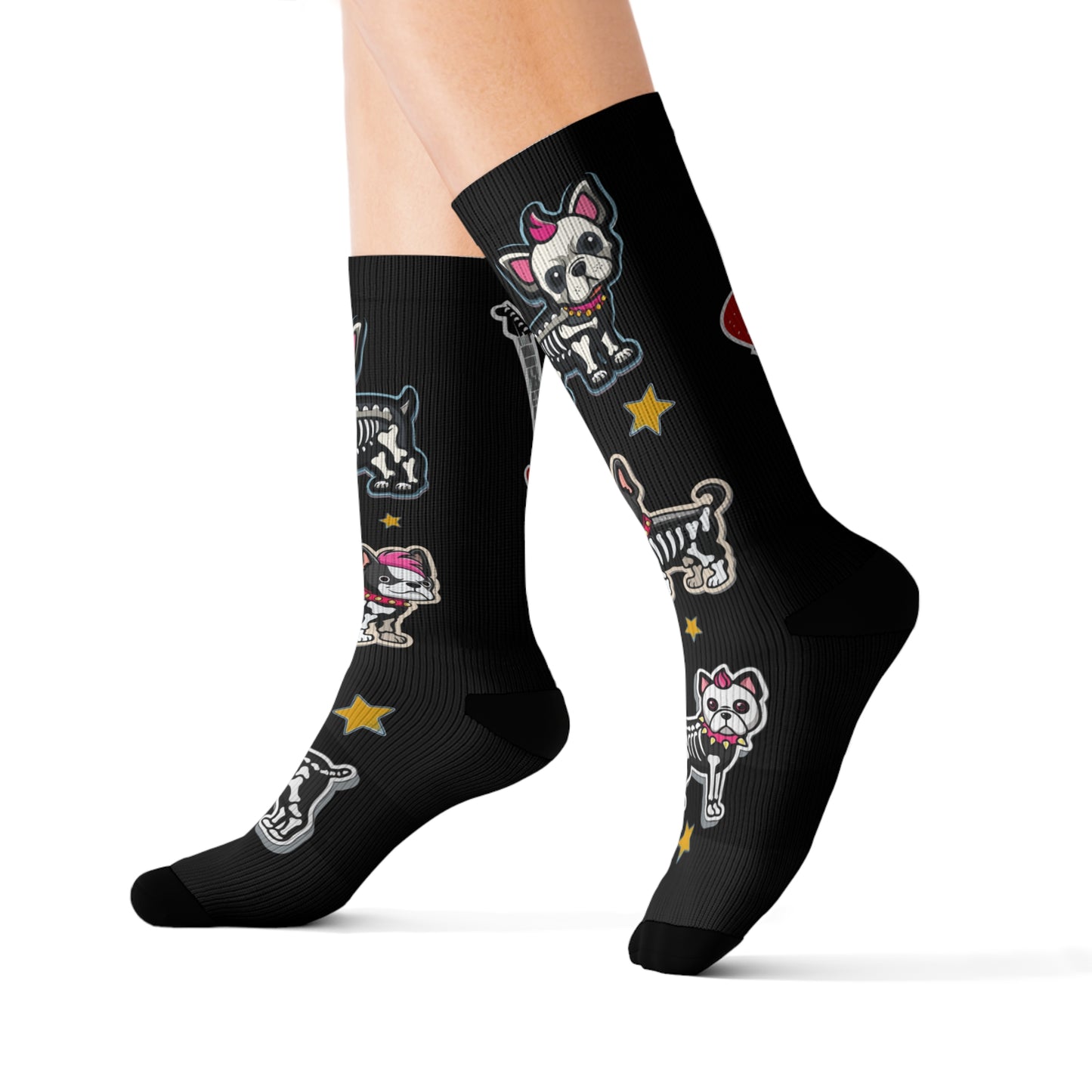 Funny Skeleton Puppy Dog Socks