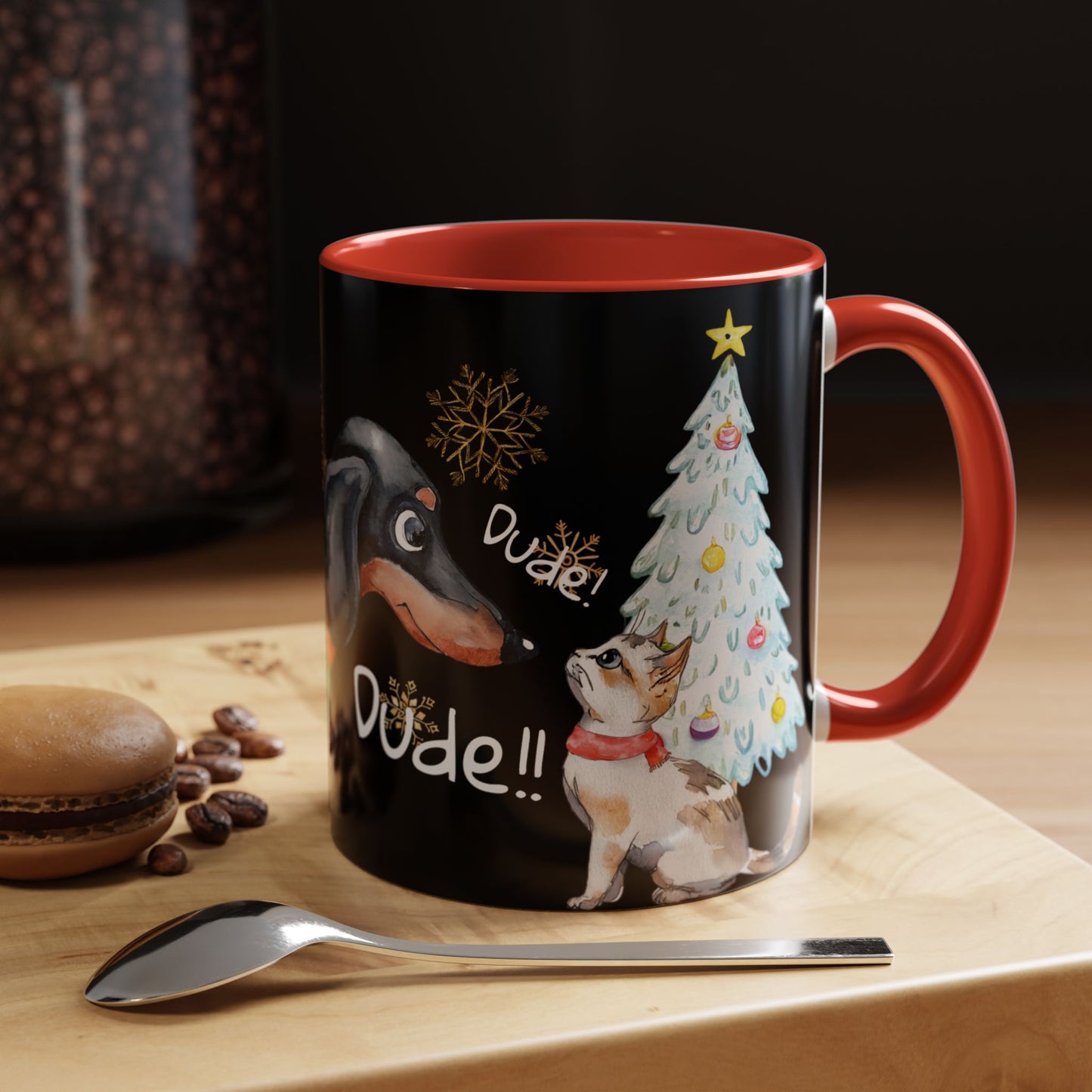 Dude! Dude!! Merry Christmas Accent Coffee Mug