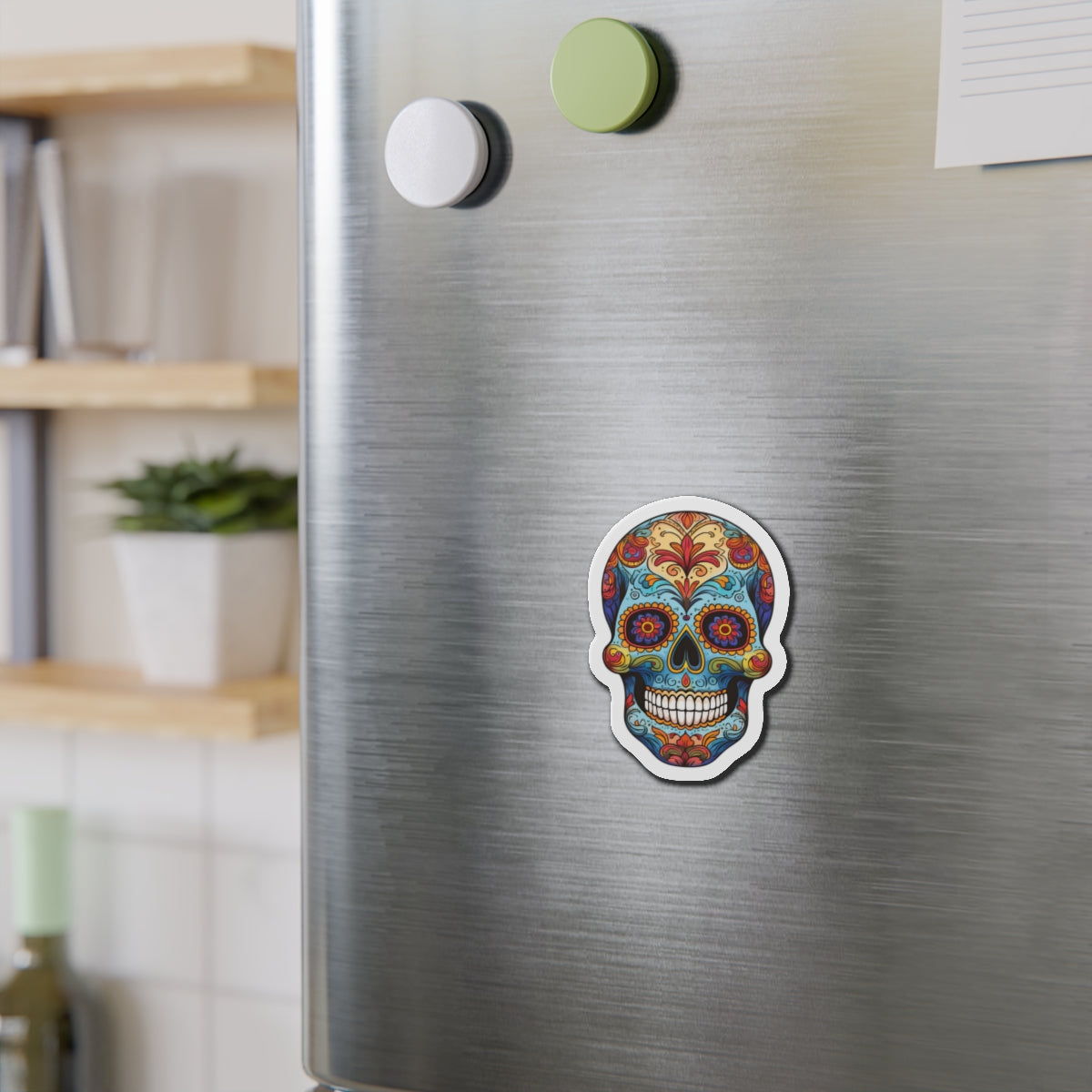 Dia de los Muertos / Day of The Dead Skull Die-Cut Magnet (Outdoor Approved)