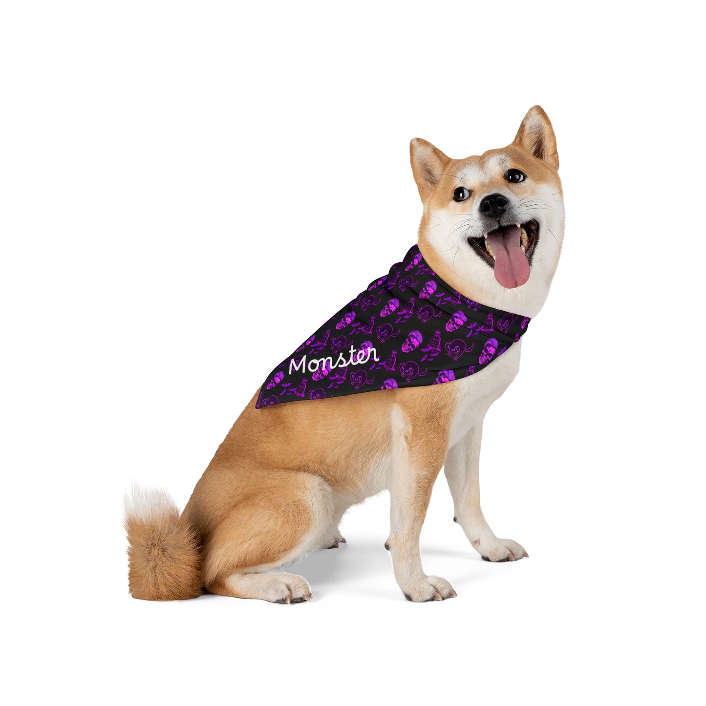 Skeleton, Spooky Cats and Bats Halloween Personalized Custom Pet Bandana