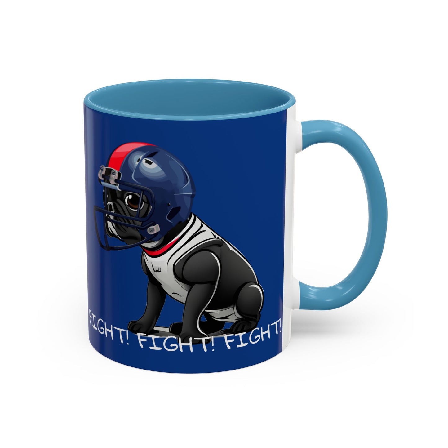 French Bulldog  in Football Helmet - Fight! Fight! Fight! Accent Coffee Mug