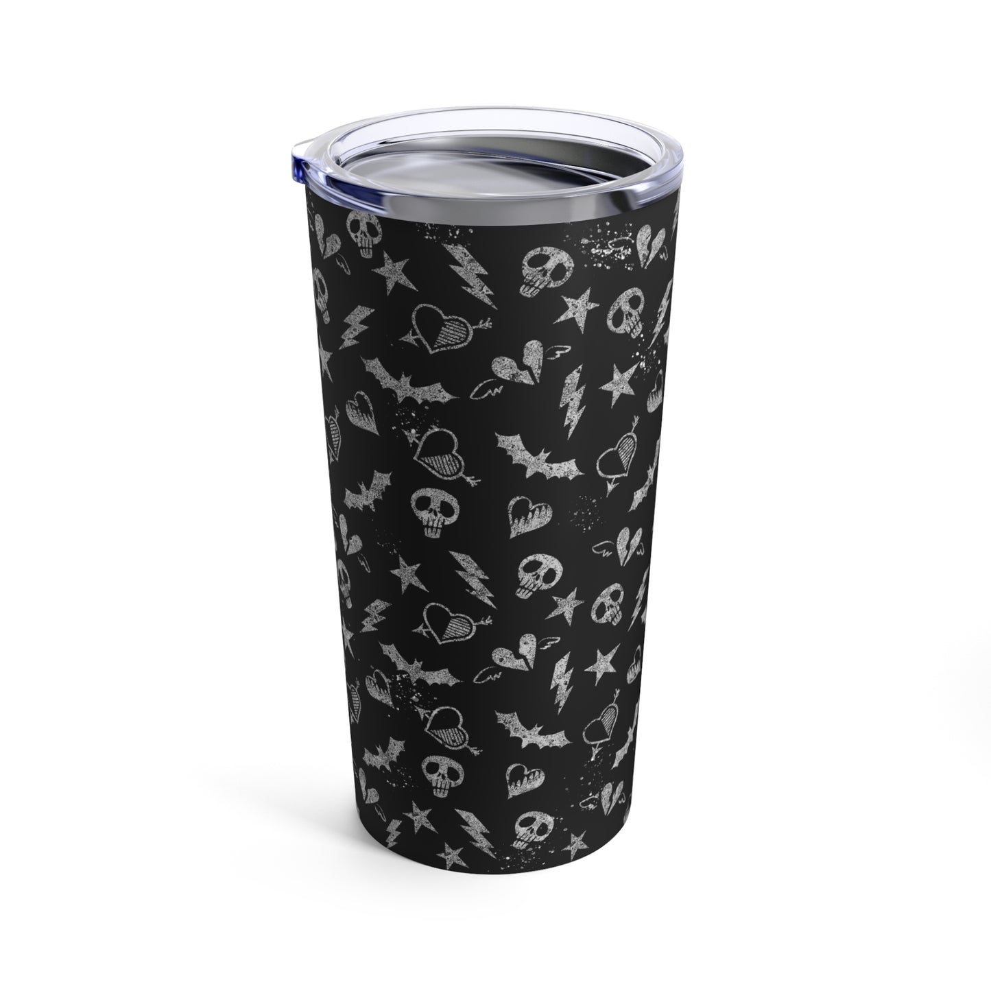 Skull, Bat And Heart Punk Rock Metal Tumbler