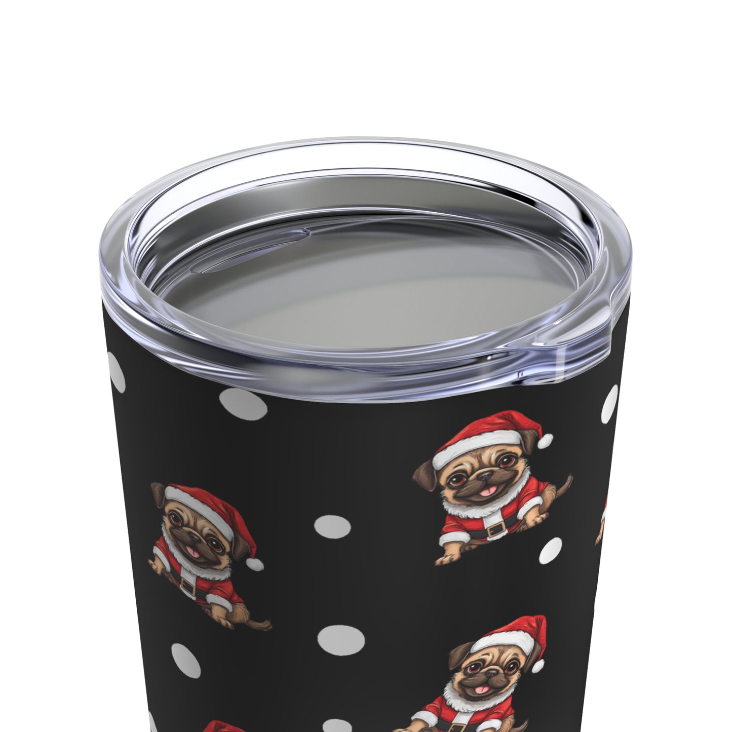 Lovely Little Pug in Santa Costume Christmas Tumbler