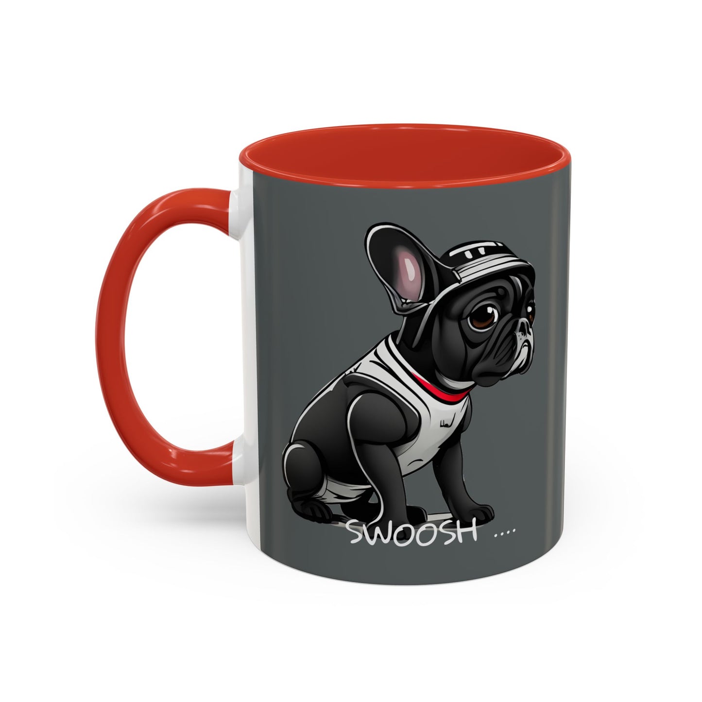 French Bulldog  in Cool Motorcycle Bike Helmet - SWOOSH … , WHOOSH……. Accent Coffee Mug