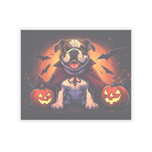 Bull Dog & Halloween Pumpkins - Kiss-Cut Sticker