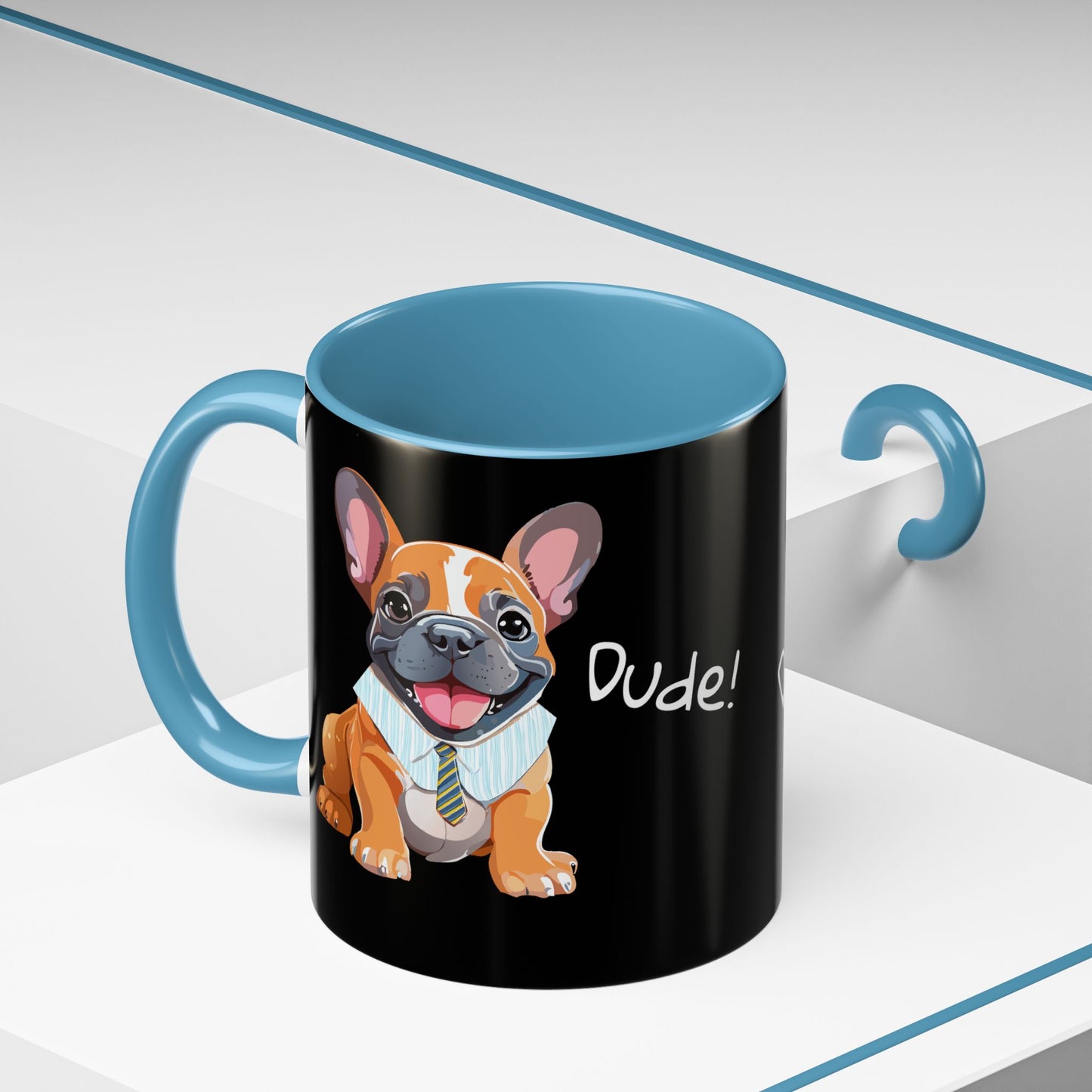 French Bulldog in Shirt & Tie - Dude! Dude!! Accent Coffee Mug