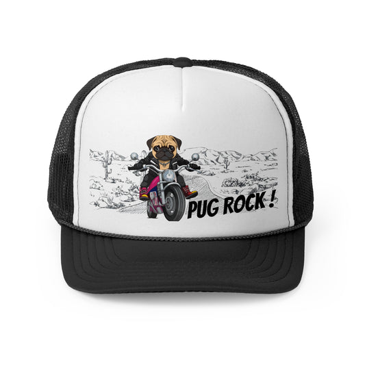 Motorcycle Pug Road Desert Historic Route 66 Scenic Trip  Trucker Cap