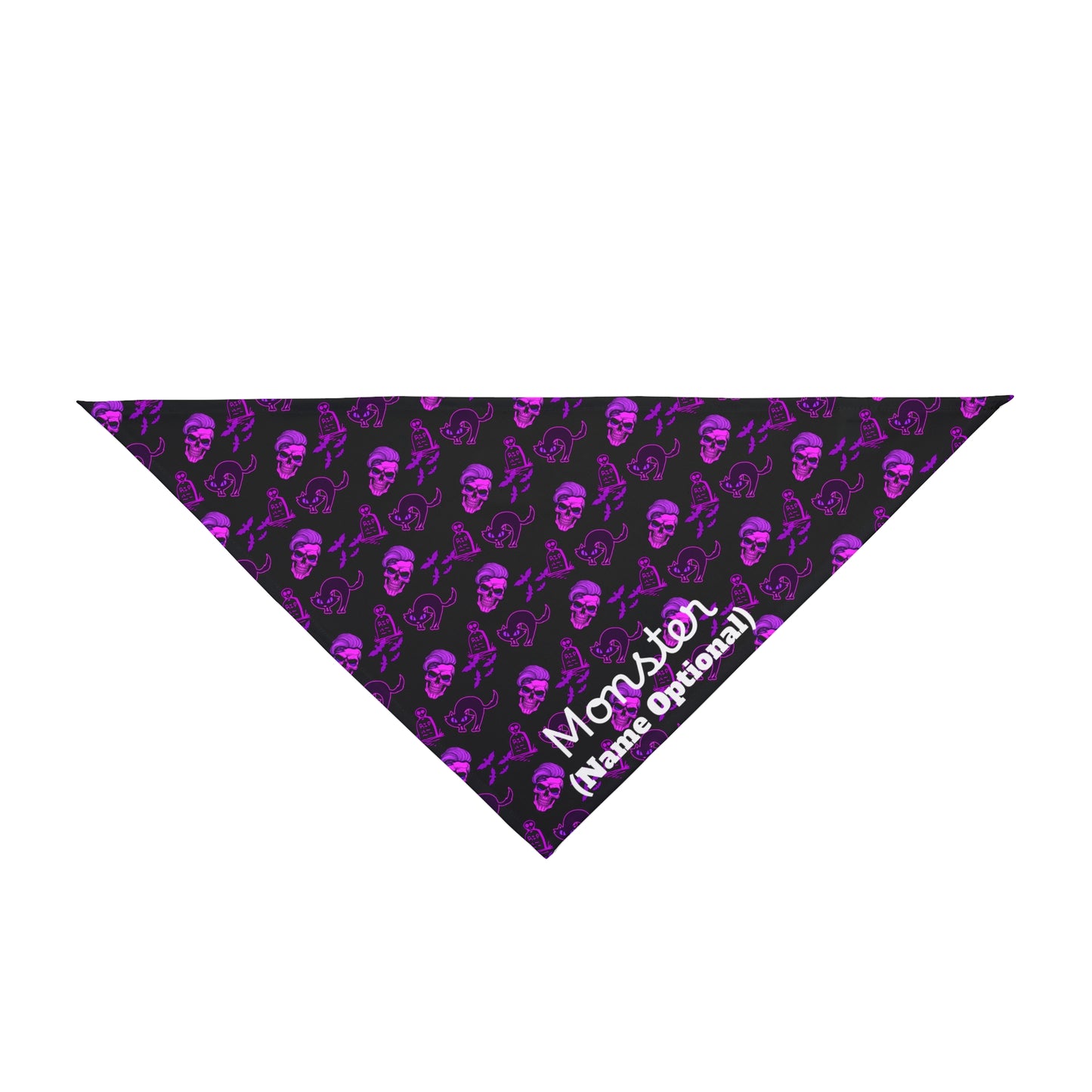 Skeleton, Spooky Cats and Bats Halloween Personalized Custom Pet Bandana